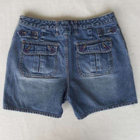 FADED GLORY ♡ Super Sweet Vintage Distressed Double Button Flap Jean Shorts 10 - Picture 7 of 12